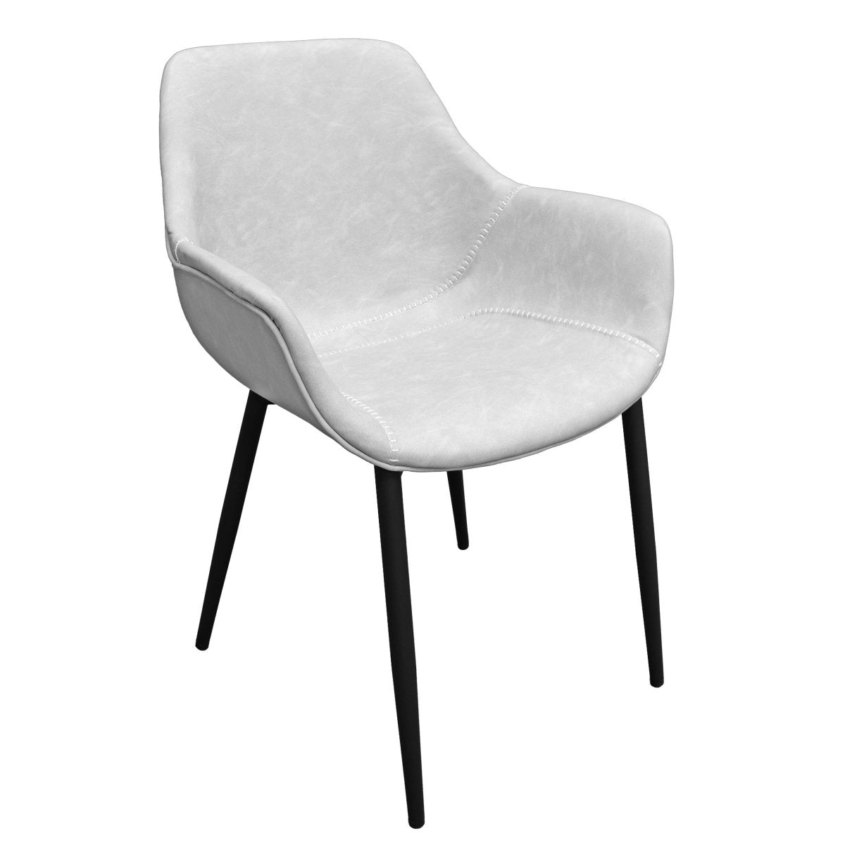 Markley Modern Leather Dining Arm Chair With Black/Gold Metal Legs