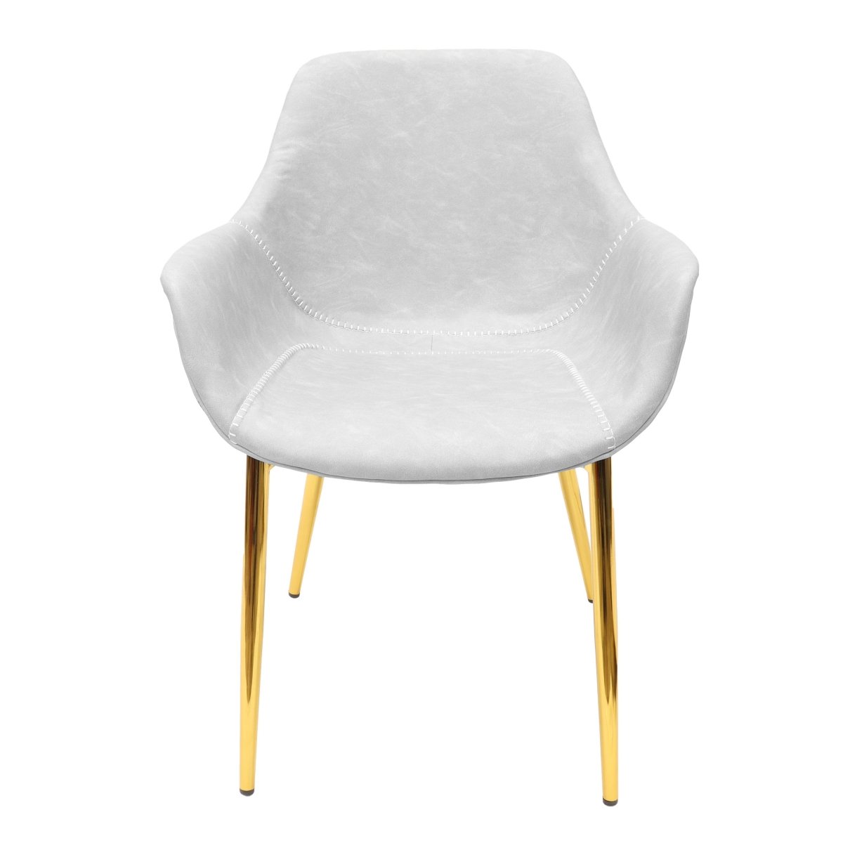 Markley Modern Leather Dining Arm Chair With Black/Gold Metal Legs