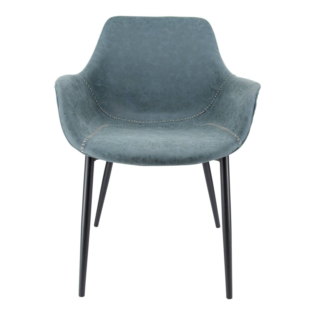Markley Modern Leather Dining Arm Chair With Black/Gold Metal Legs