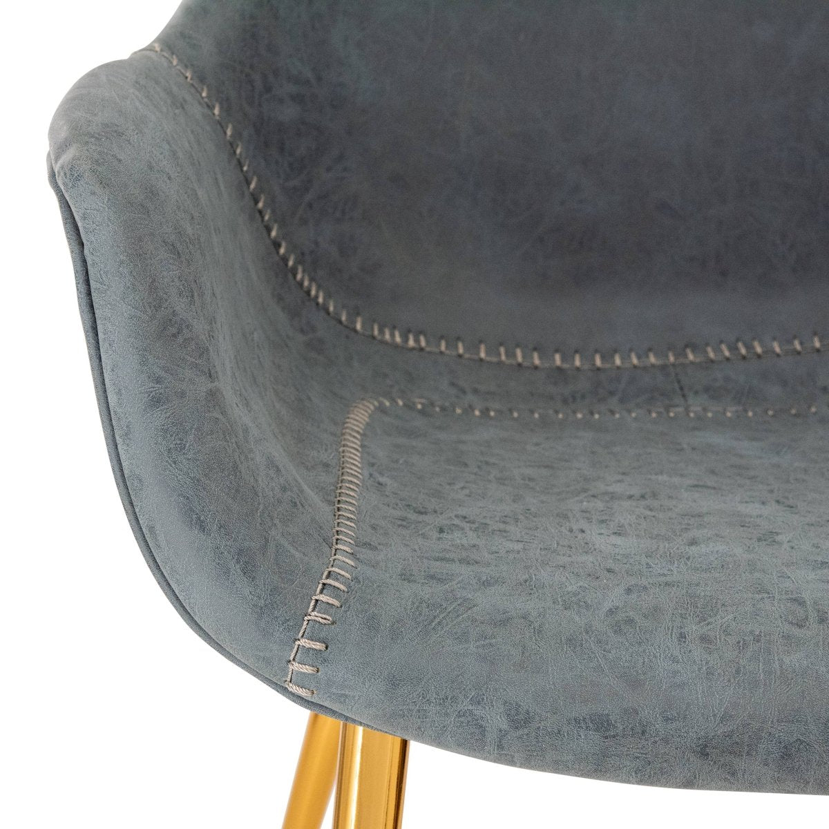Markley Modern Leather Dining Arm Chair With Black/Gold Metal Legs
