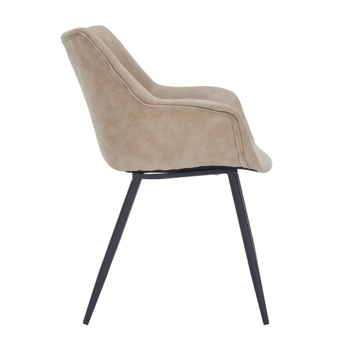Markley Modern Leather Dining Arm Chair With Black/Gold Metal Legs