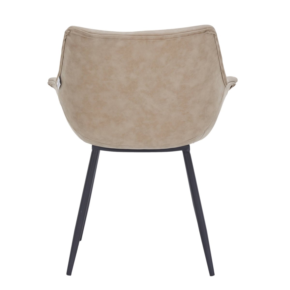 Markley Modern Leather Dining Arm Chair With Black/Gold Metal Legs