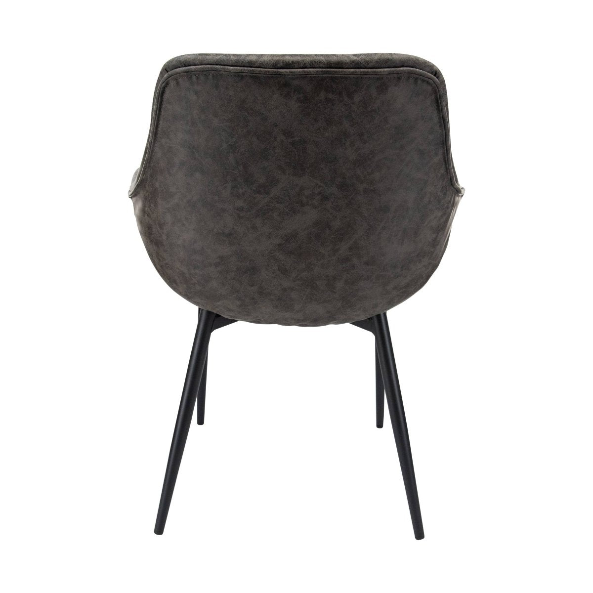 Markley Modern Leather Dining Arm Chair With Black/Gold Metal Legs