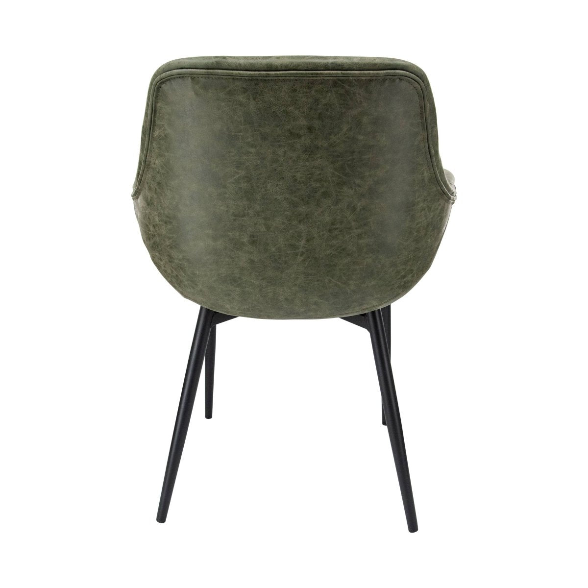 Markley Modern Leather Dining Arm Chair With Black/Gold Metal Legs