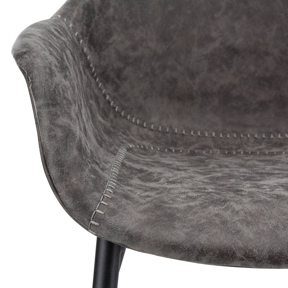 Markley Modern Leather Dining Arm Chair With Black/Gold Metal Legs