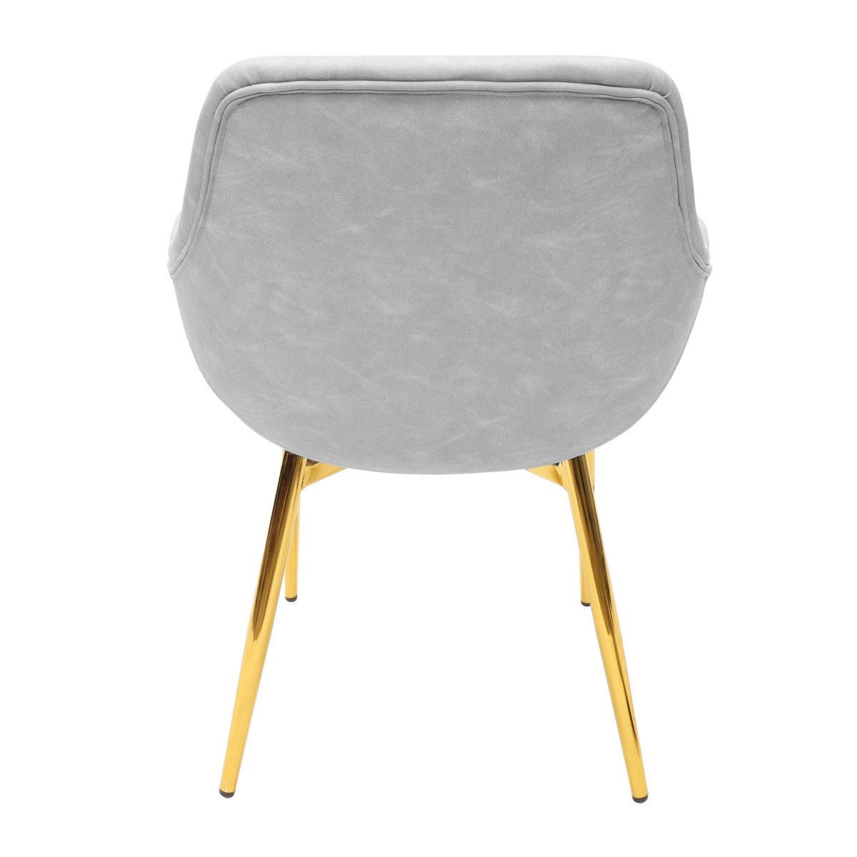 Markley Modern Leather Dining Arm Chair With Black/Gold Metal Legs