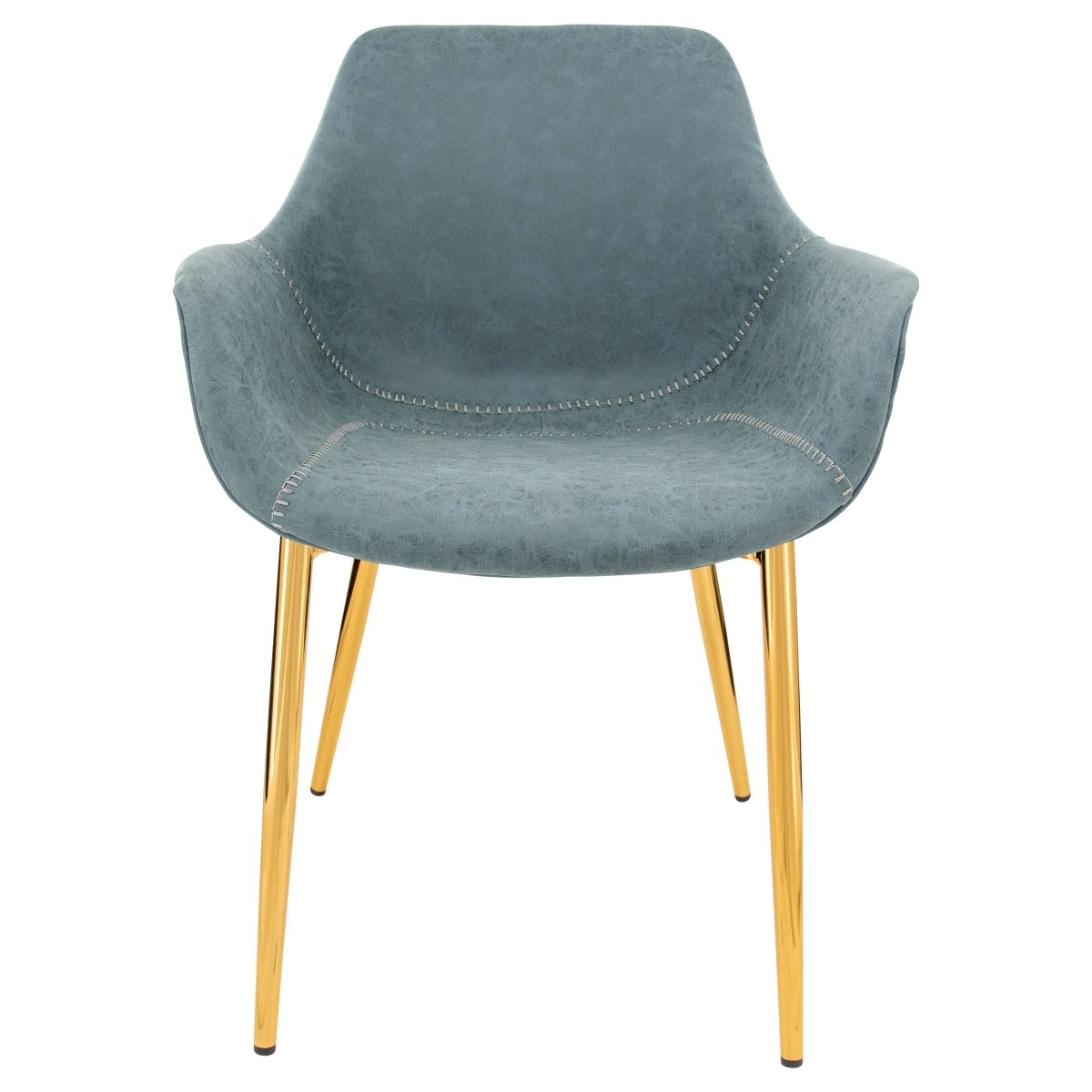 Markley Modern Leather Dining Arm Chair With Black/Gold Metal Legs