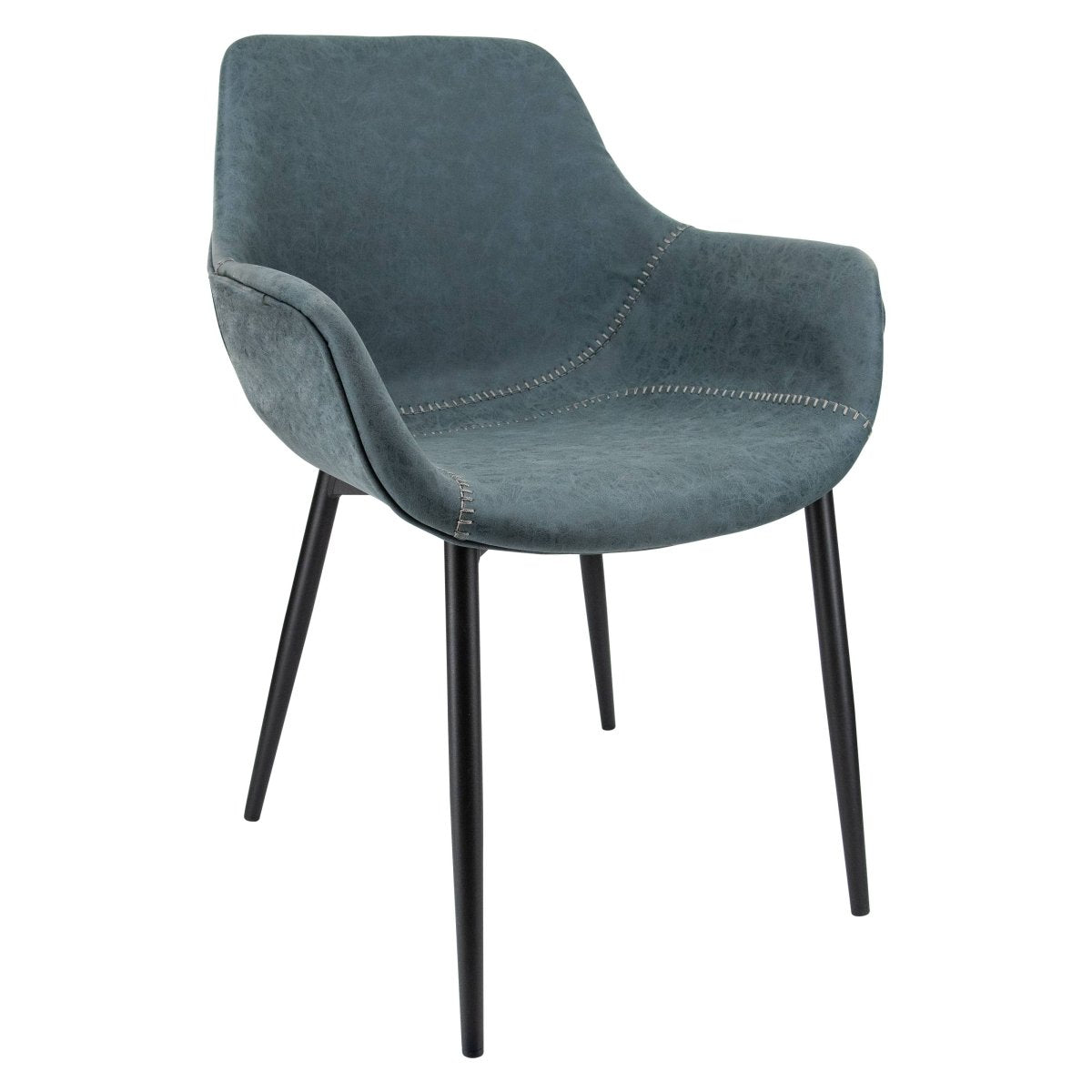 Markley Modern Leather Dining Arm Chair With Black/Gold Metal Legs