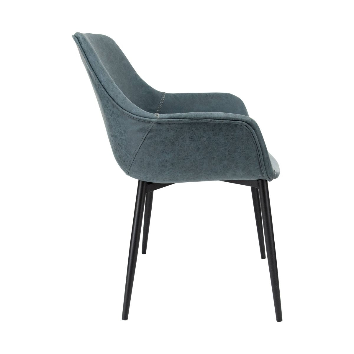 Markley Modern Leather Dining Arm Chair With Black/Gold Metal Legs