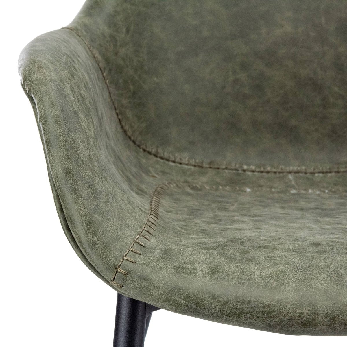 Markley Modern Leather Dining Arm Chair With Black/Gold Metal Legs