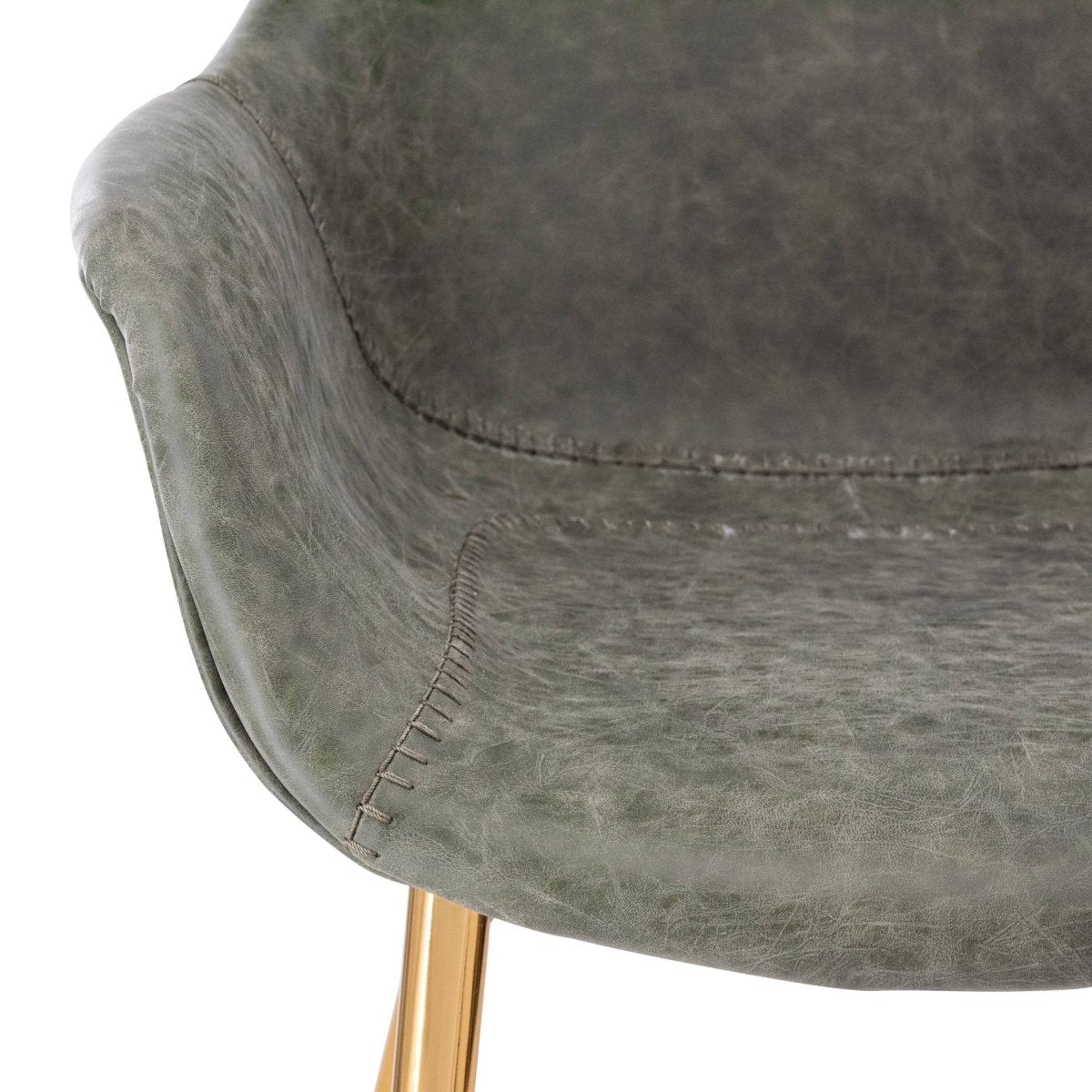 Markley Modern Leather Dining Arm Chair With Black/Gold Metal Legs