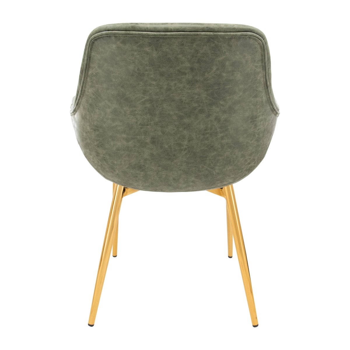 Markley Modern Leather Dining Arm Chair With Black/Gold Metal Legs
