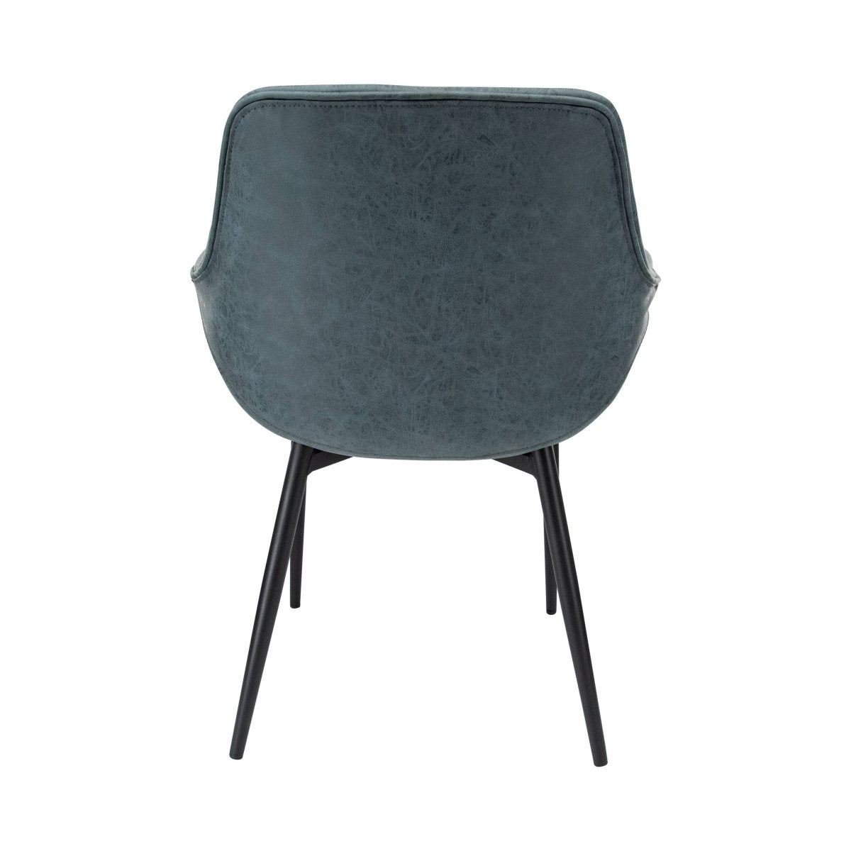 Markley Modern Leather Dining Arm Chair With Black/Gold Metal Legs