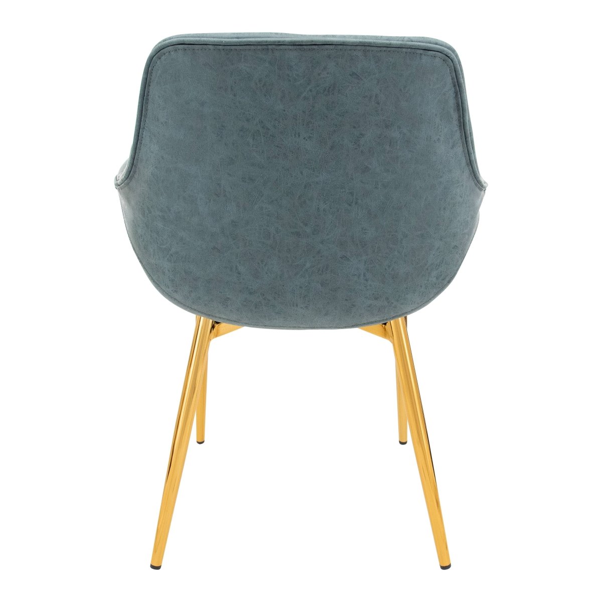 Markley Modern Leather Dining Arm Chair With Black/Gold Metal Legs