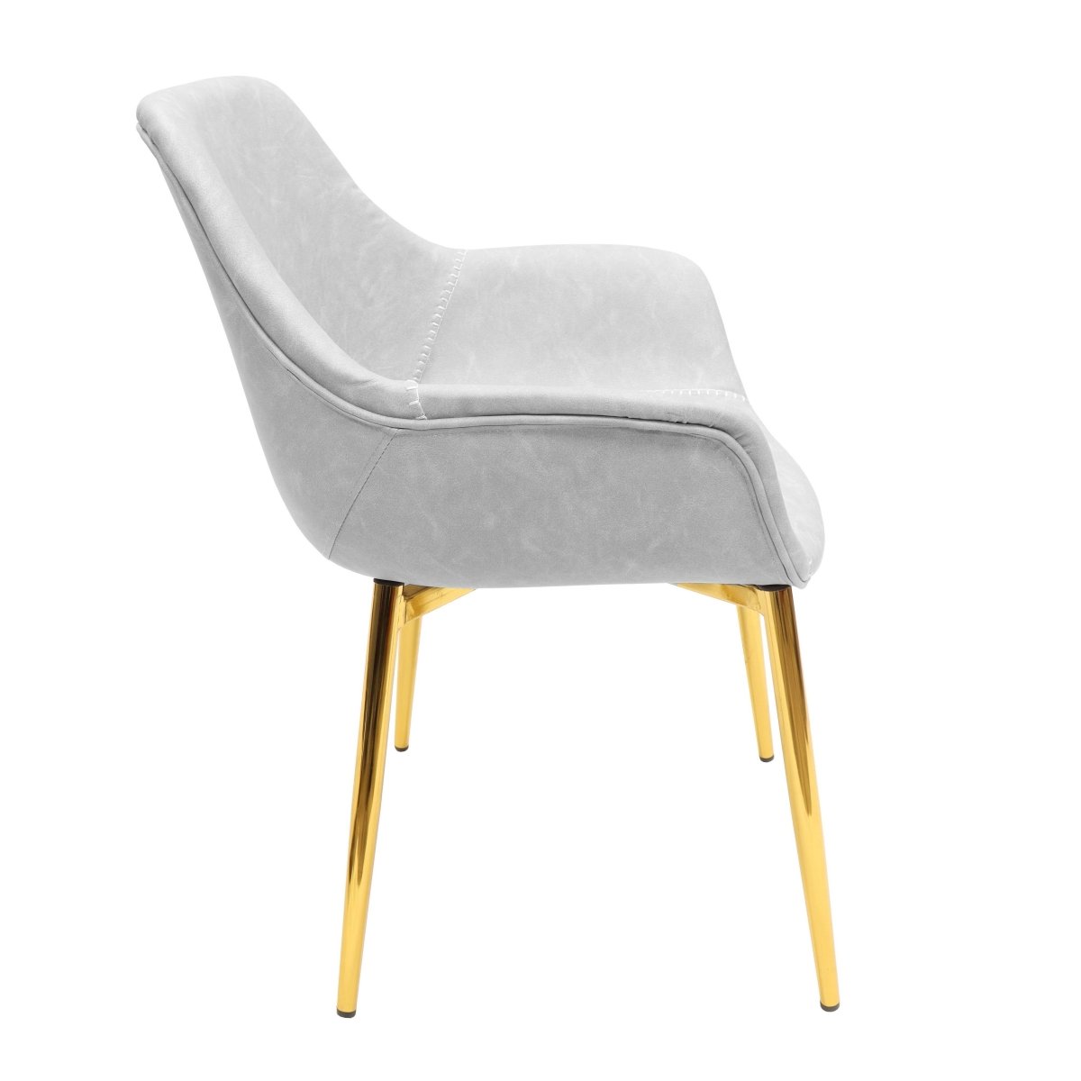 Markley Modern Leather Dining Arm Chair With Black/Gold Metal Legs