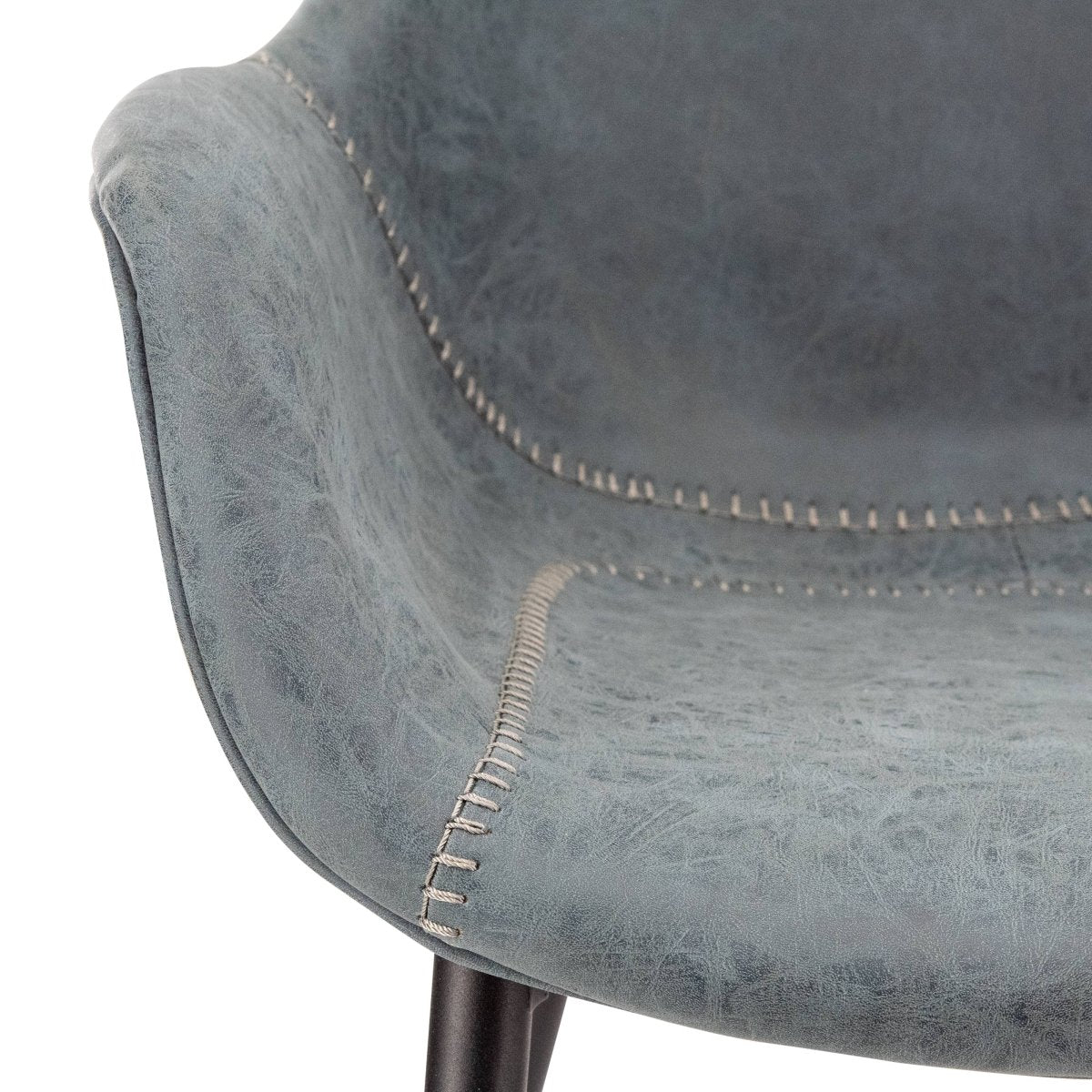 Markley Modern Leather Dining Arm Chair With Black/Gold Metal Legs