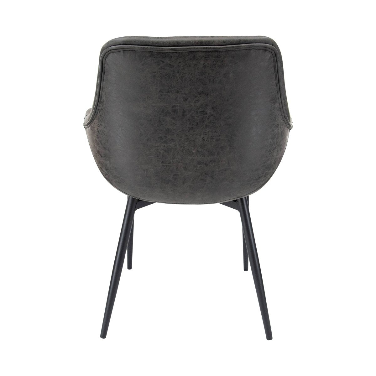 Markley Modern Leather Dining Arm Chair With Black/Gold Metal Legs