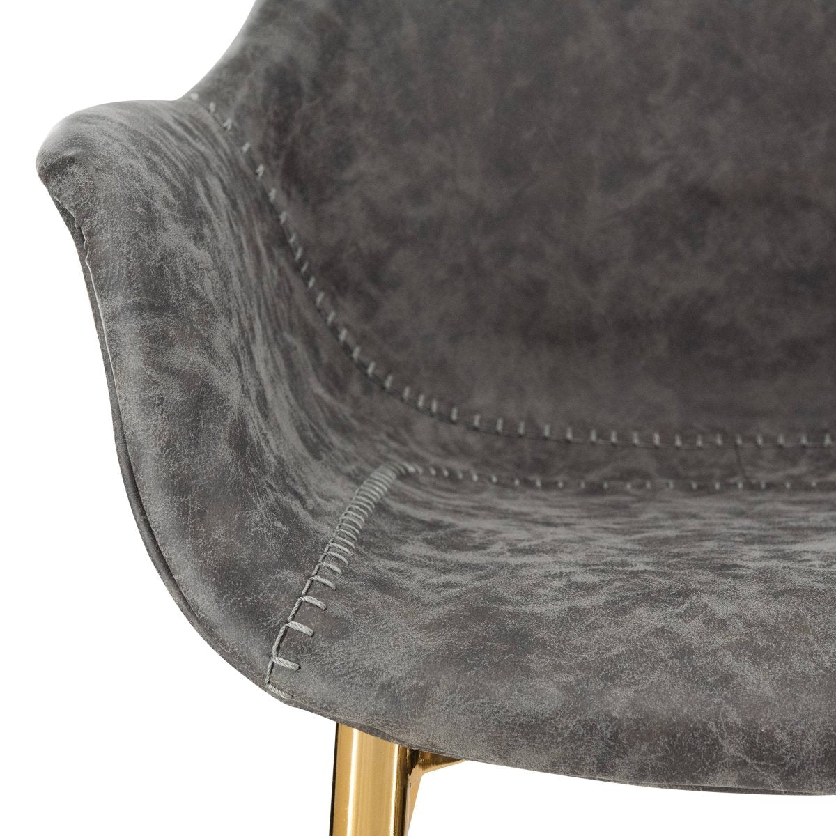 Markley Modern Leather Dining Arm Chair With Black/Gold Metal Legs