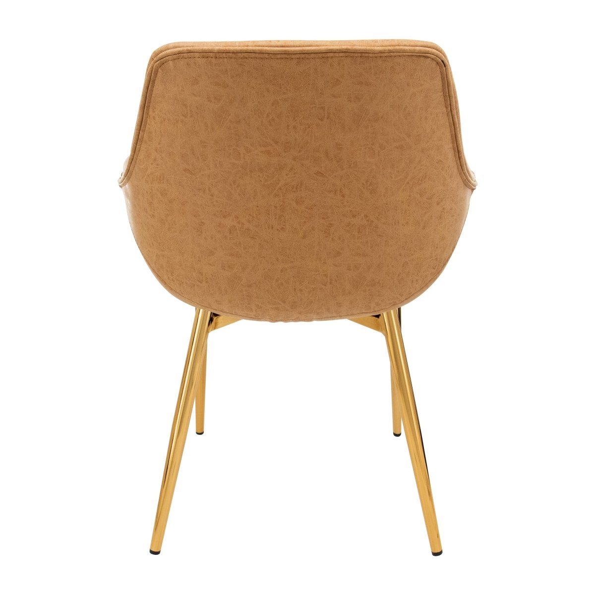 Markley Modern Leather Dining Arm Chair With Black/Gold Metal Legs