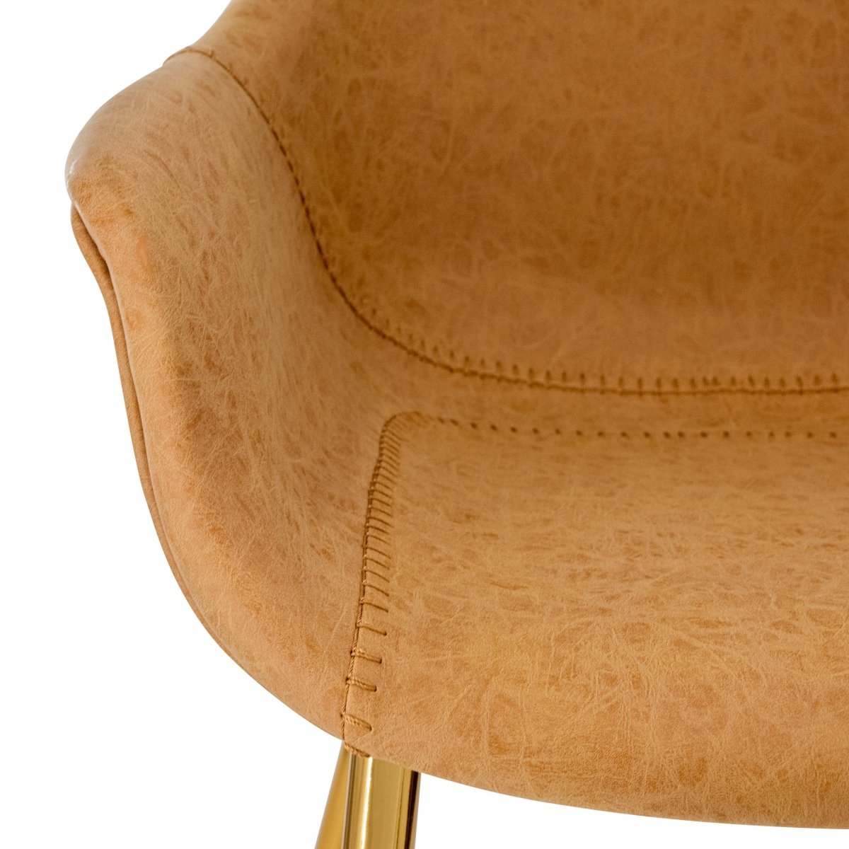 Markley Modern Leather Dining Arm Chair With Black/Gold Metal Legs