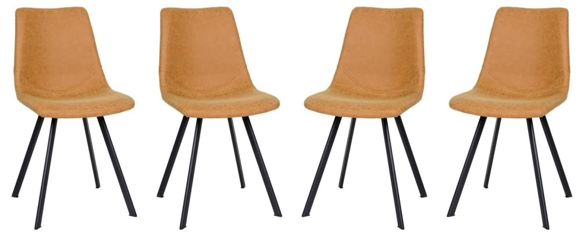 Markley Modern Leather Dining Chair With Metal Legs Set of 4