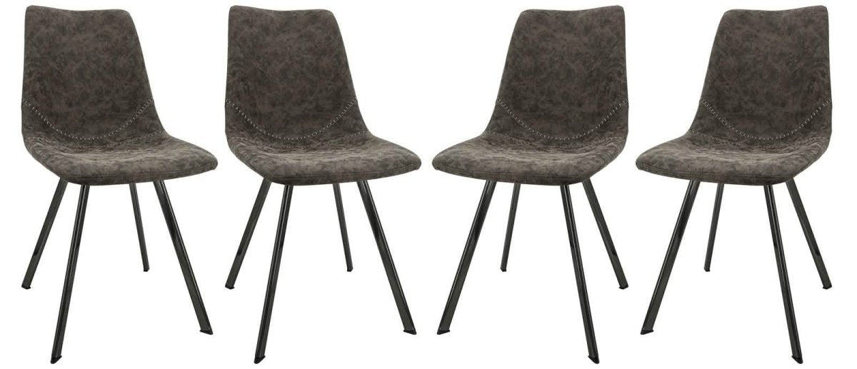 Markley Modern Leather Dining Chair With Metal Legs Set of 4
