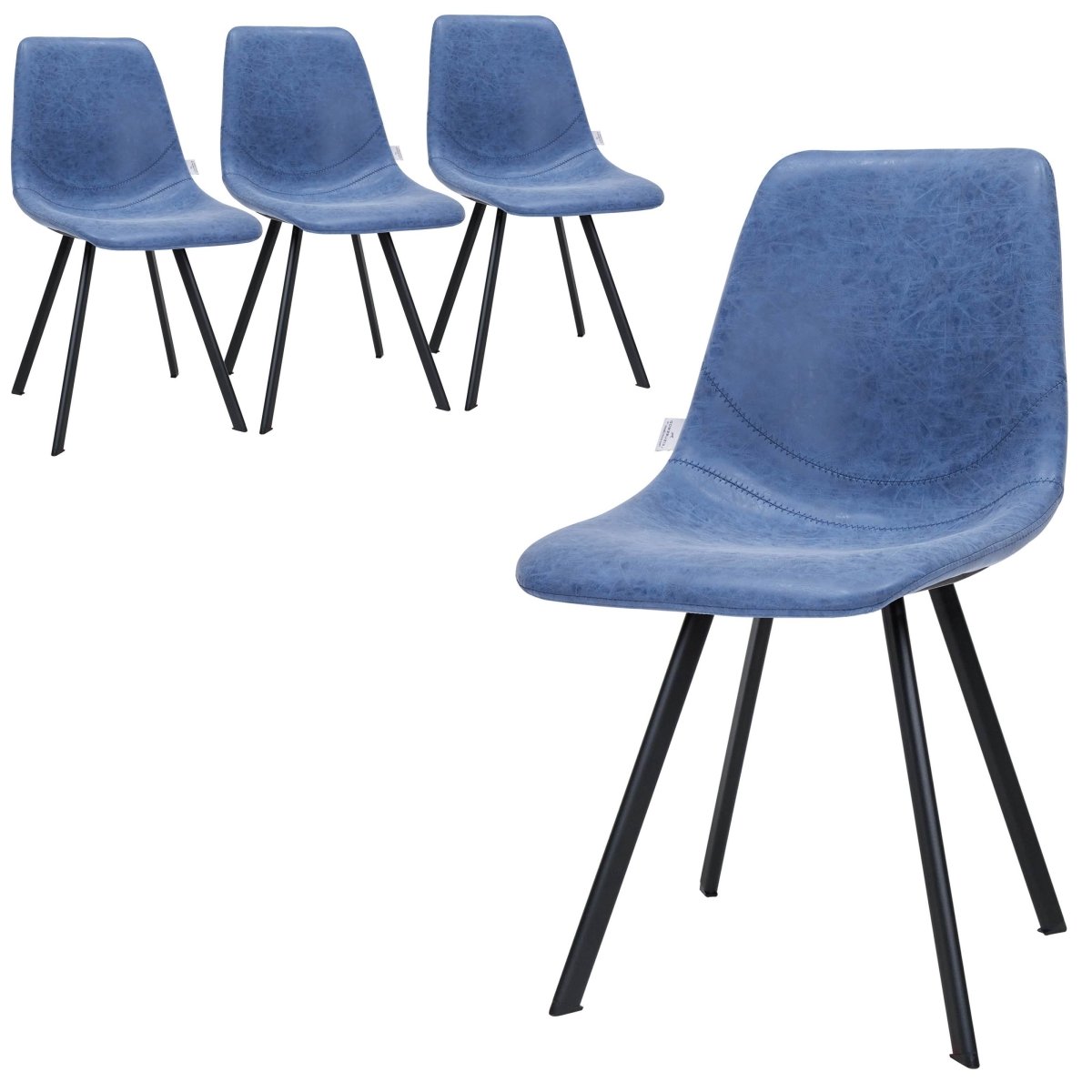 Markley Modern Leather Dining Chair With Metal Legs Set of 4