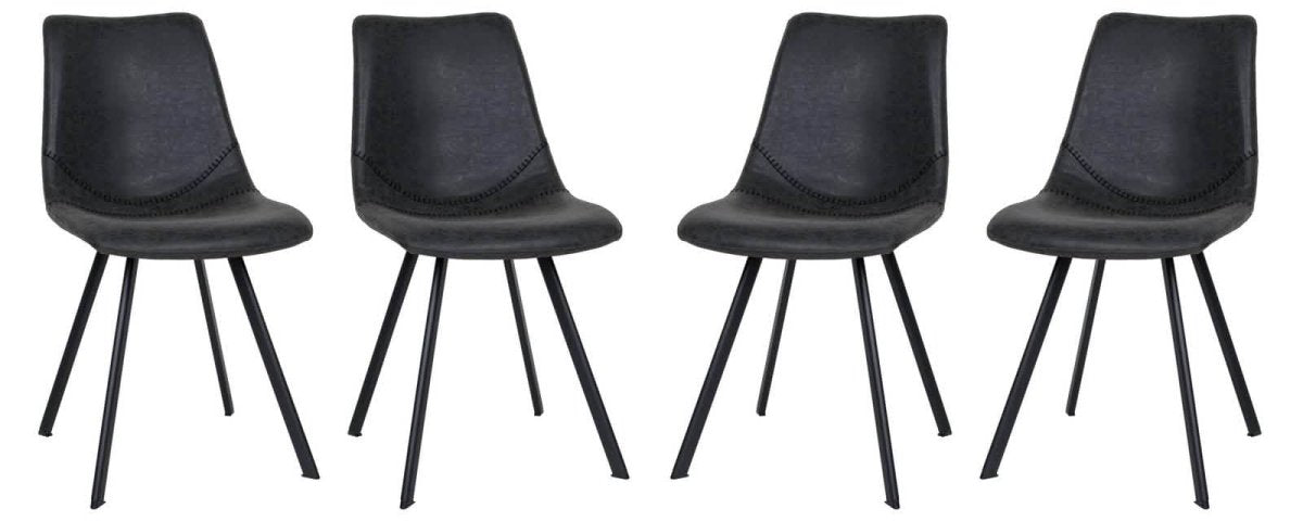 Markley Modern Leather Dining Chair With Metal Legs Set of 4