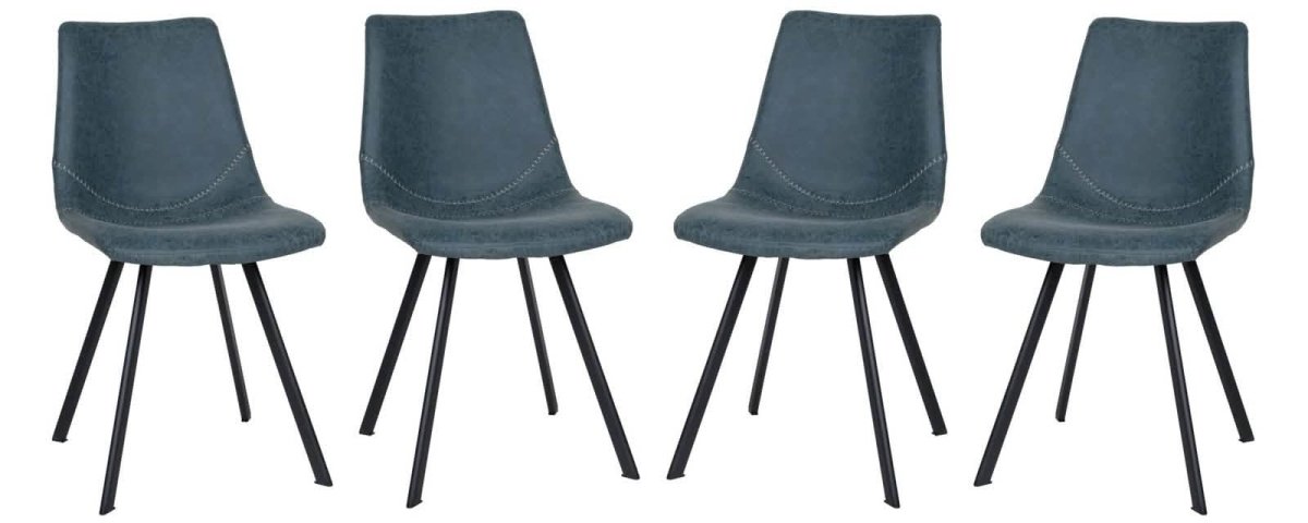 Markley Modern Leather Dining Chair With Metal Legs Set of 4
