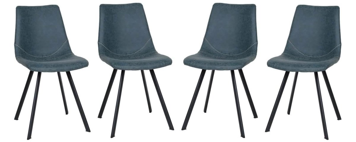 Markley Modern Leather Dining Chair With Metal Legs Set of 4
