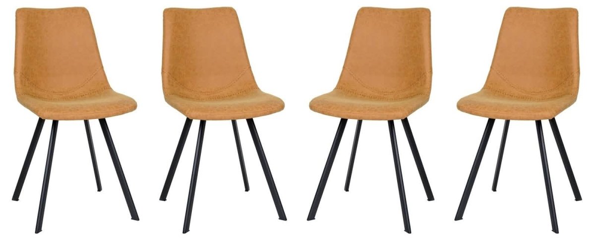 Markley Modern Leather Dining Chair With Metal Legs Set of 4