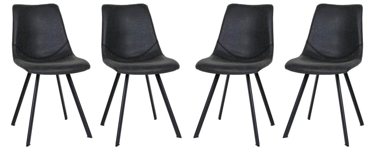 Markley Modern Leather Dining Chair With Metal Legs Set of 4