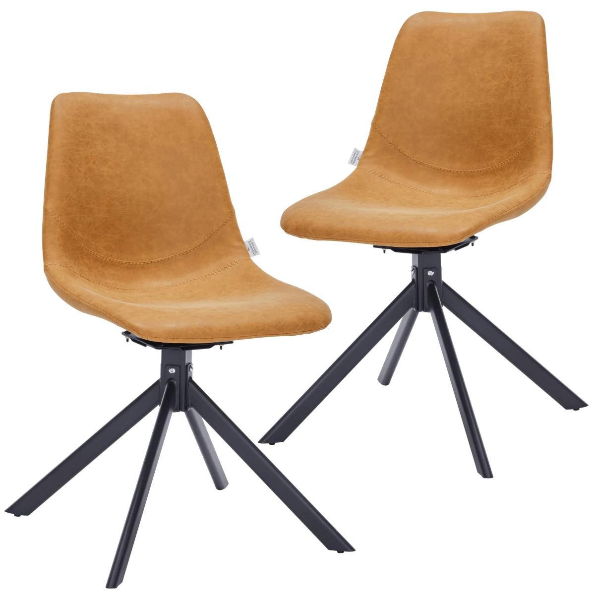 Markley Swivel Leather Dining Side Chair with Durable Iron Legs Set of 2