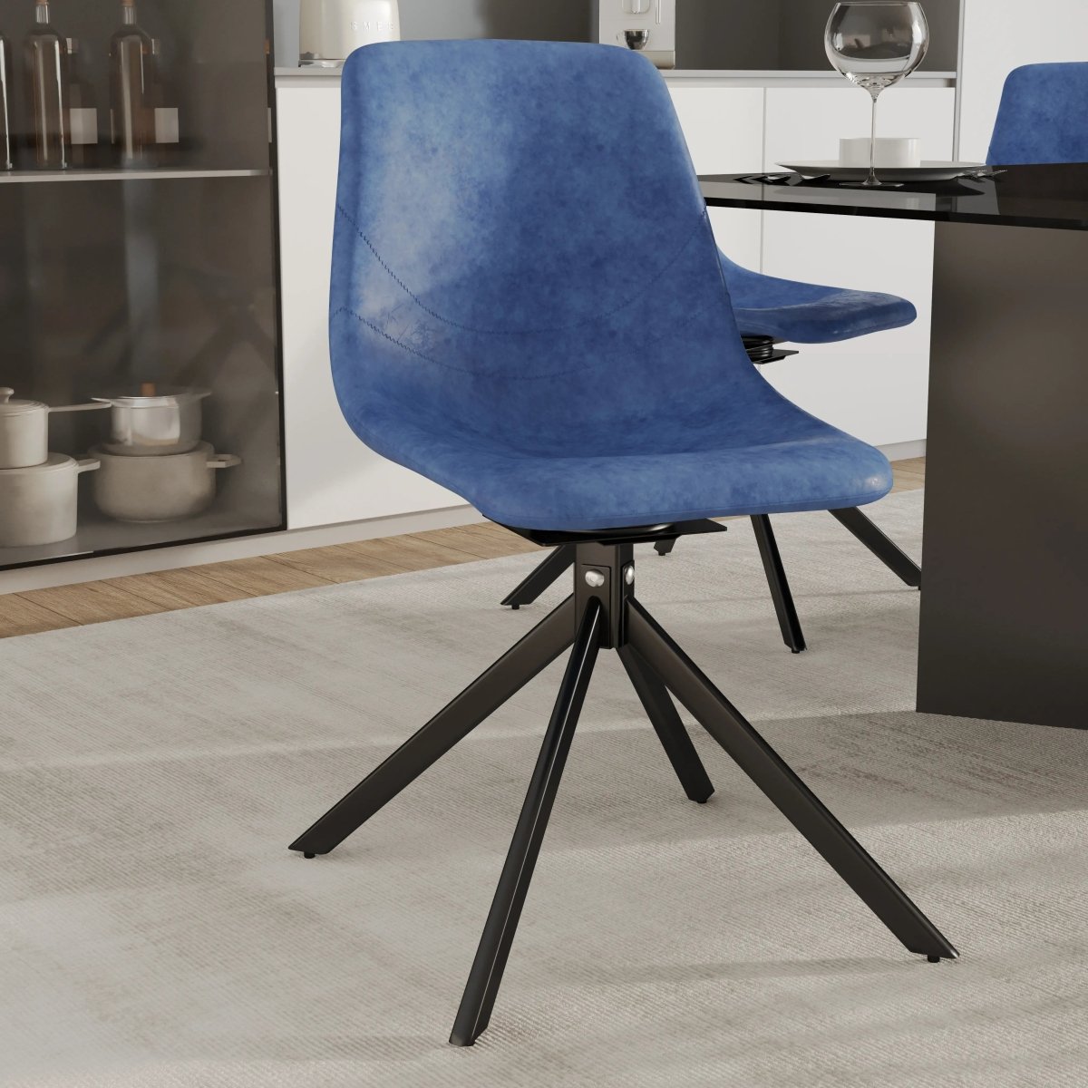 Markley Swivel Leather Dining Side Chair with Durable Iron Legs Set of 2