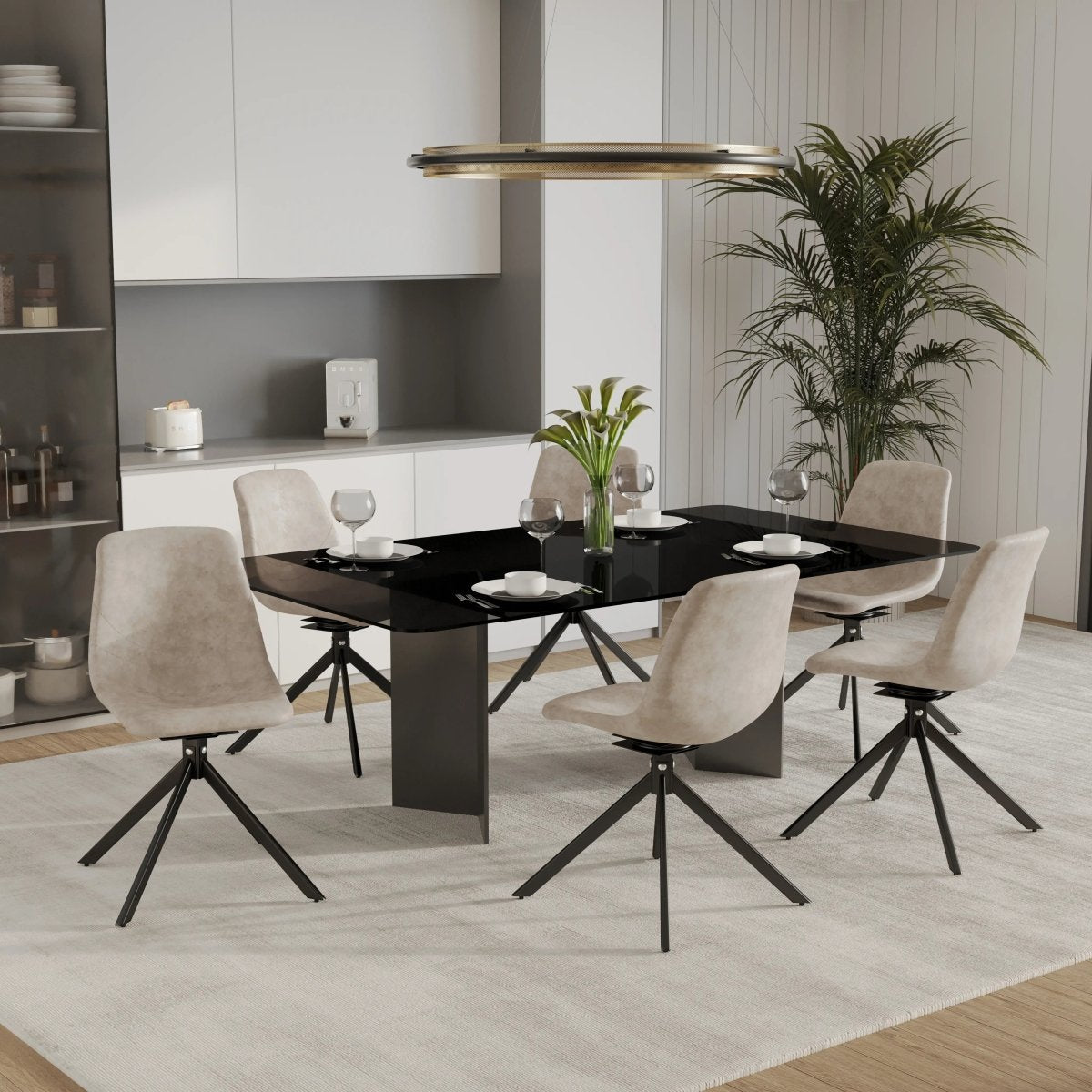 Markley Swivel Leather Dining Side Chair with Durable Iron Legs Set of 2