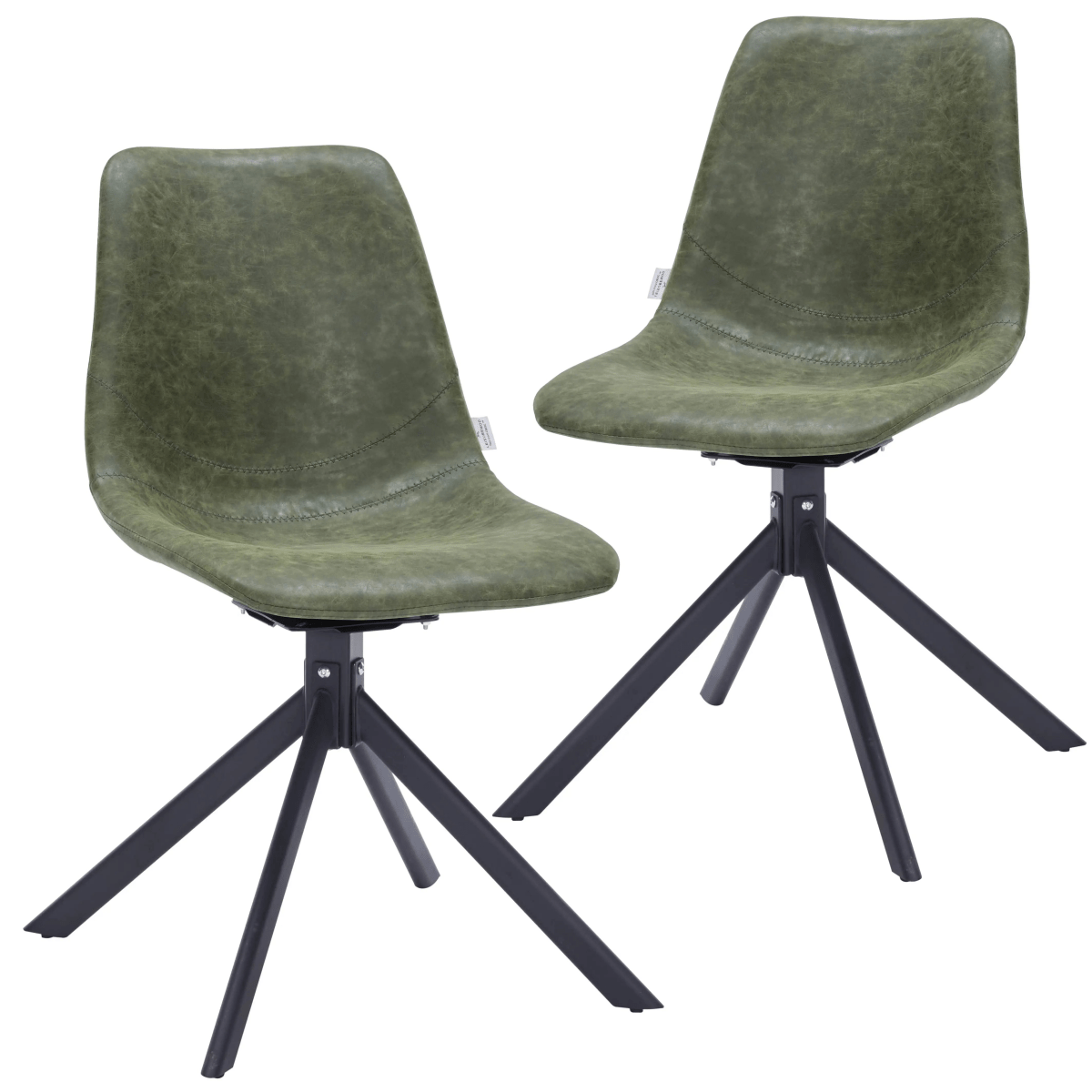 Markley Swivel Leather Dining Side Chair with Durable Iron Legs Set of 2