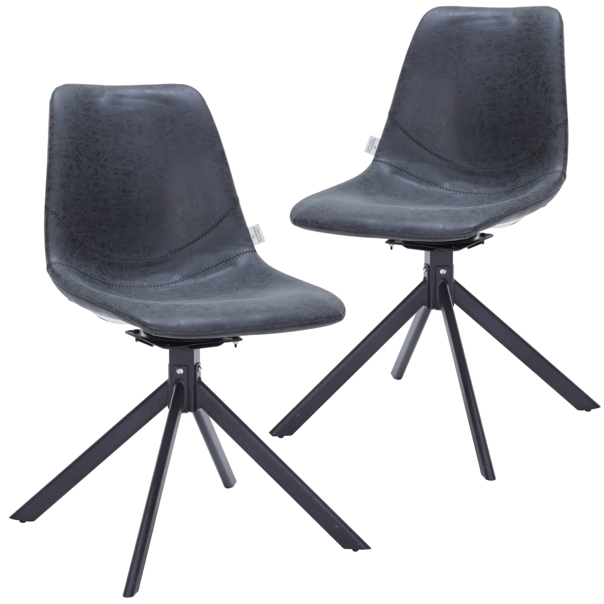 Markley Swivel Leather Dining Side Chair with Durable Iron Legs Set of 2