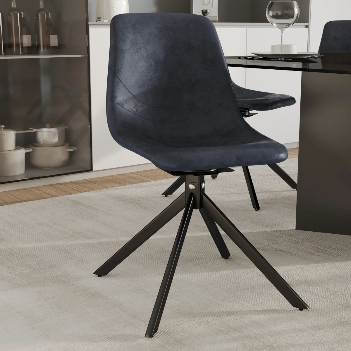 Markley Swivel Leather Dining Side Chair with Durable Iron Legs Set of 4