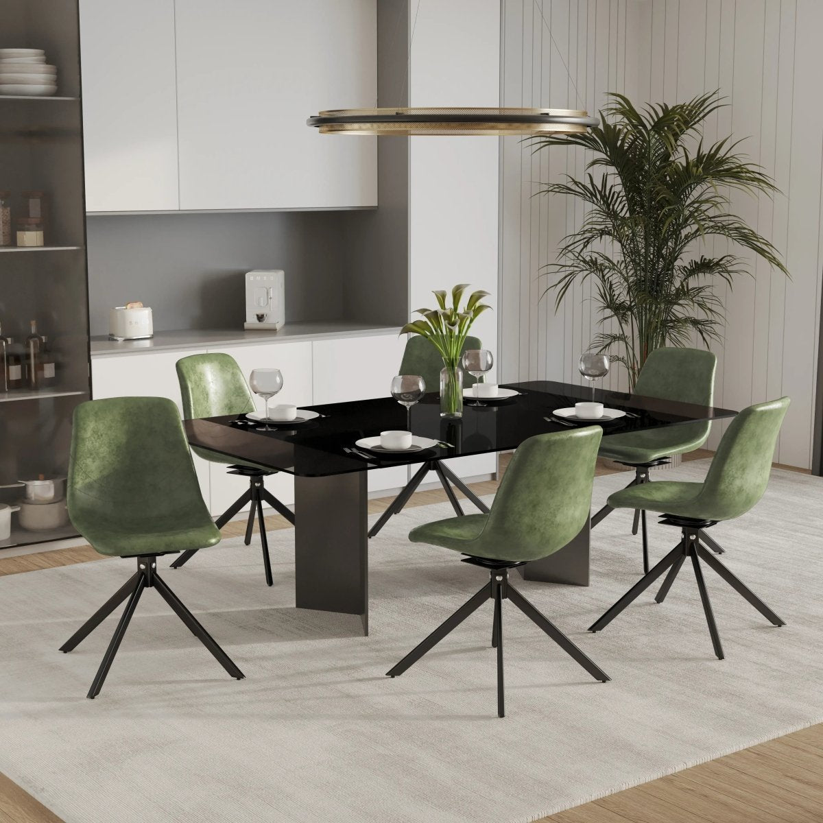 Markley Swivel Leather Dining Side Chair with Durable Iron Legs Set of 4