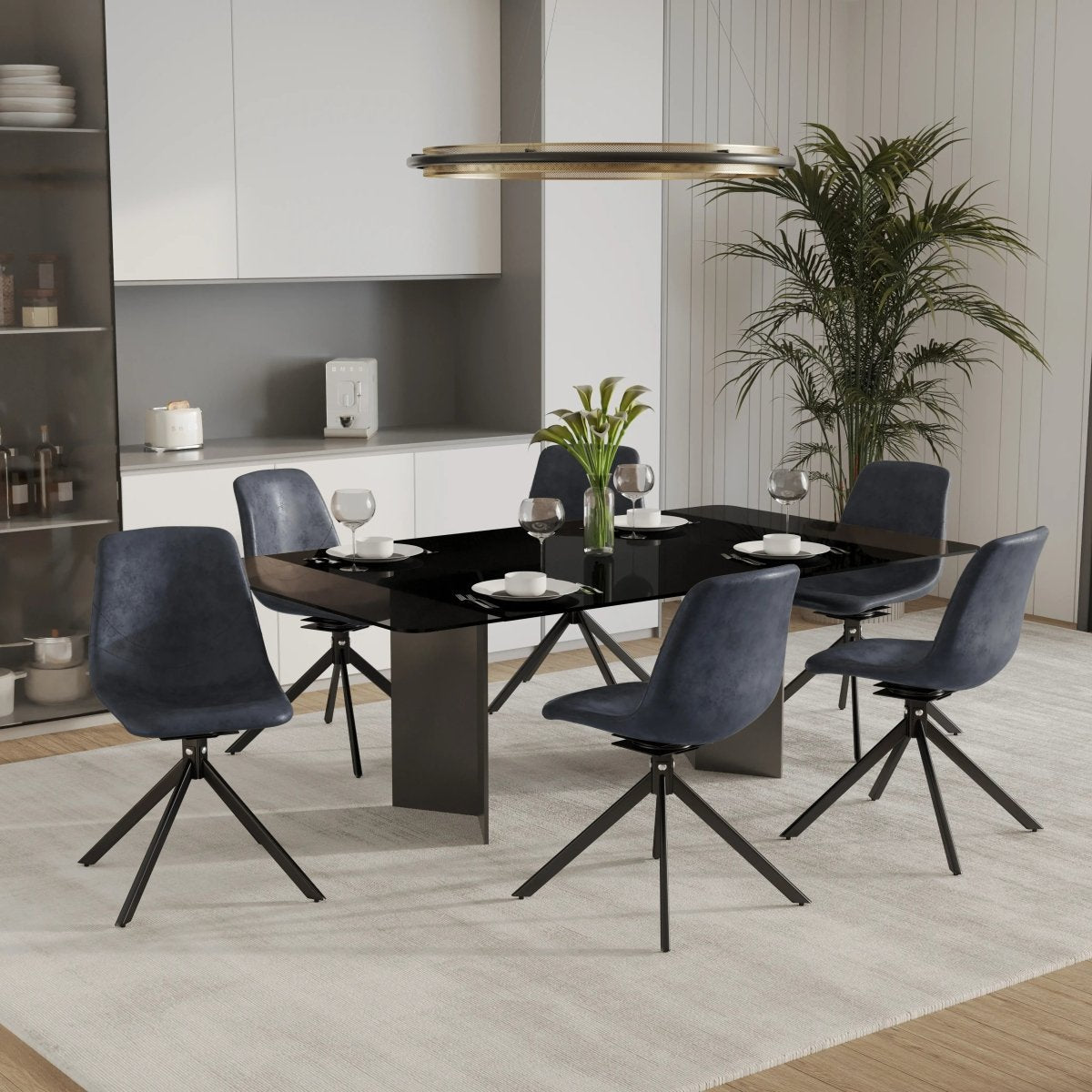 Markley Swivel Leather Dining Side Chair with Durable Iron Legs Set of 4