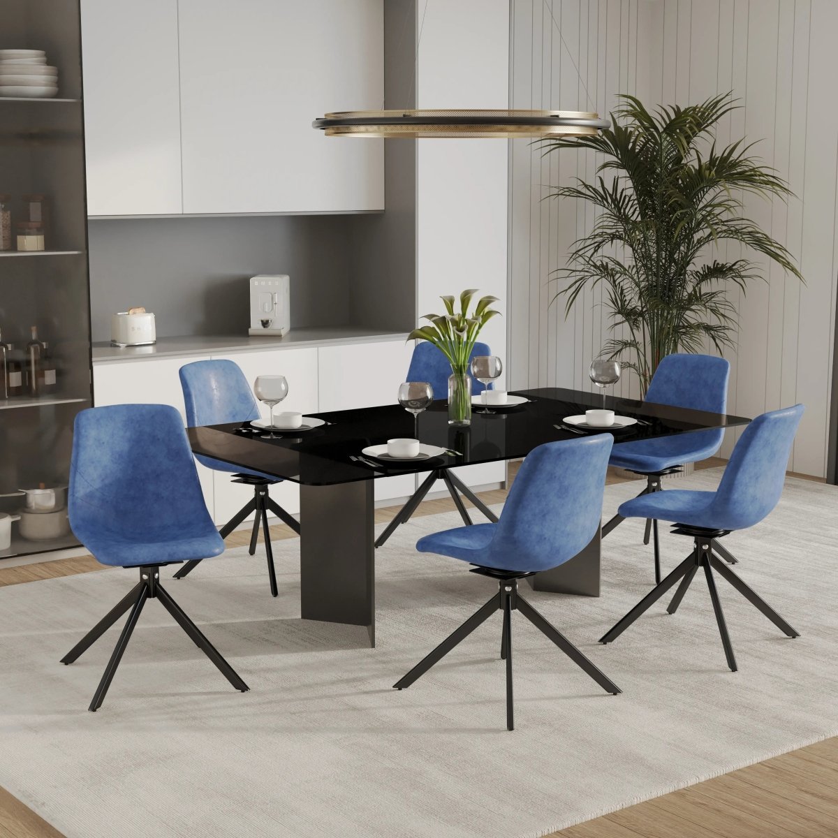 Markley Swivel Leather Dining Side Chair with Durable Iron Legs Set of 4