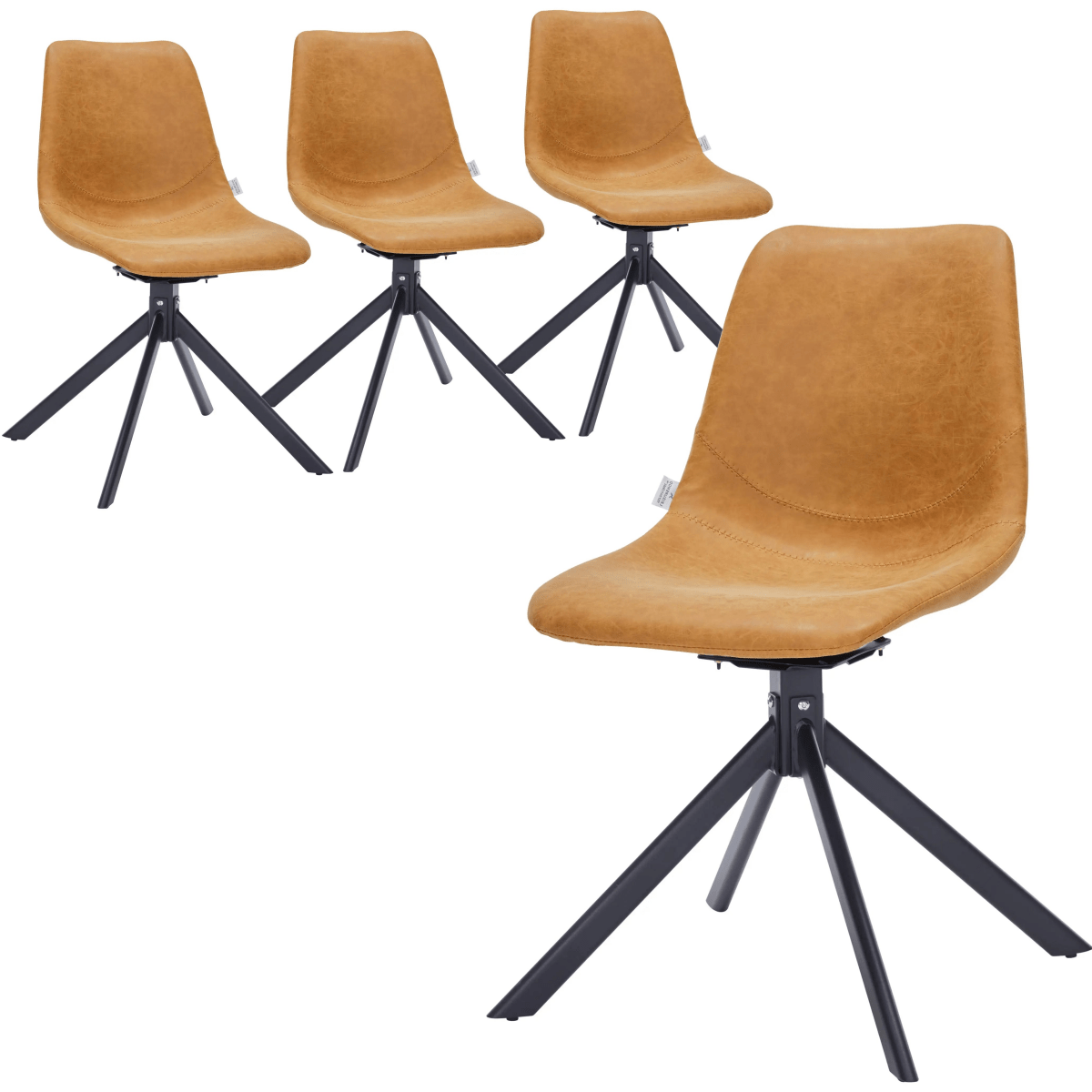 Markley Swivel Leather Dining Side Chair with Durable Iron Legs Set of 4