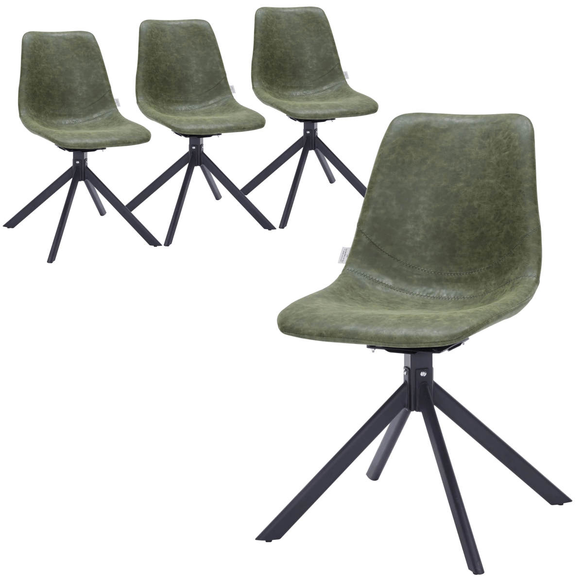 Markley Swivel Leather Dining Side Chair with Durable Iron Legs Set of 4