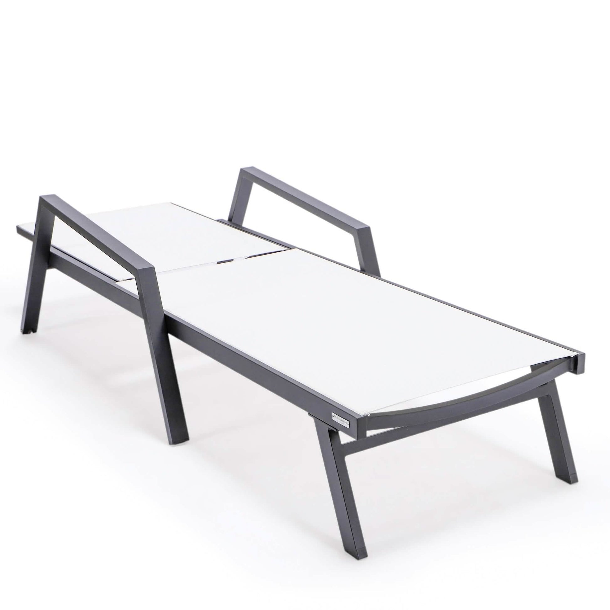 Marlin Aluminum Outdoor Chaise Lounge Chair with a Square Fire Pit Table