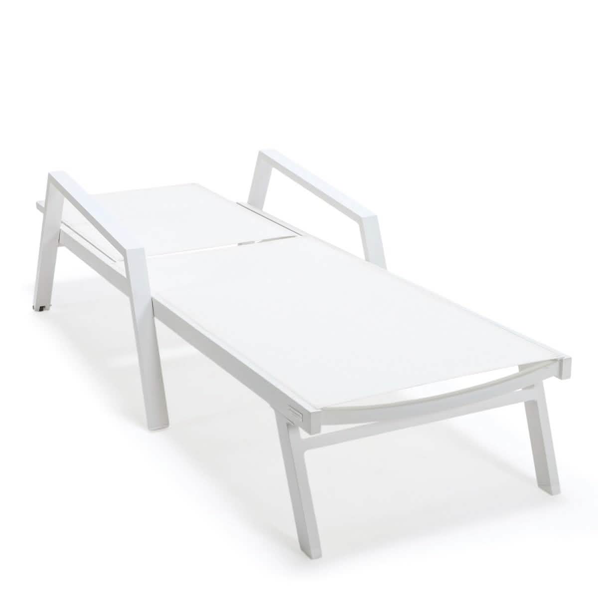 Marlin Aluminum Outdoor Chaise Lounge Chair with a Square Fire Pit Table
