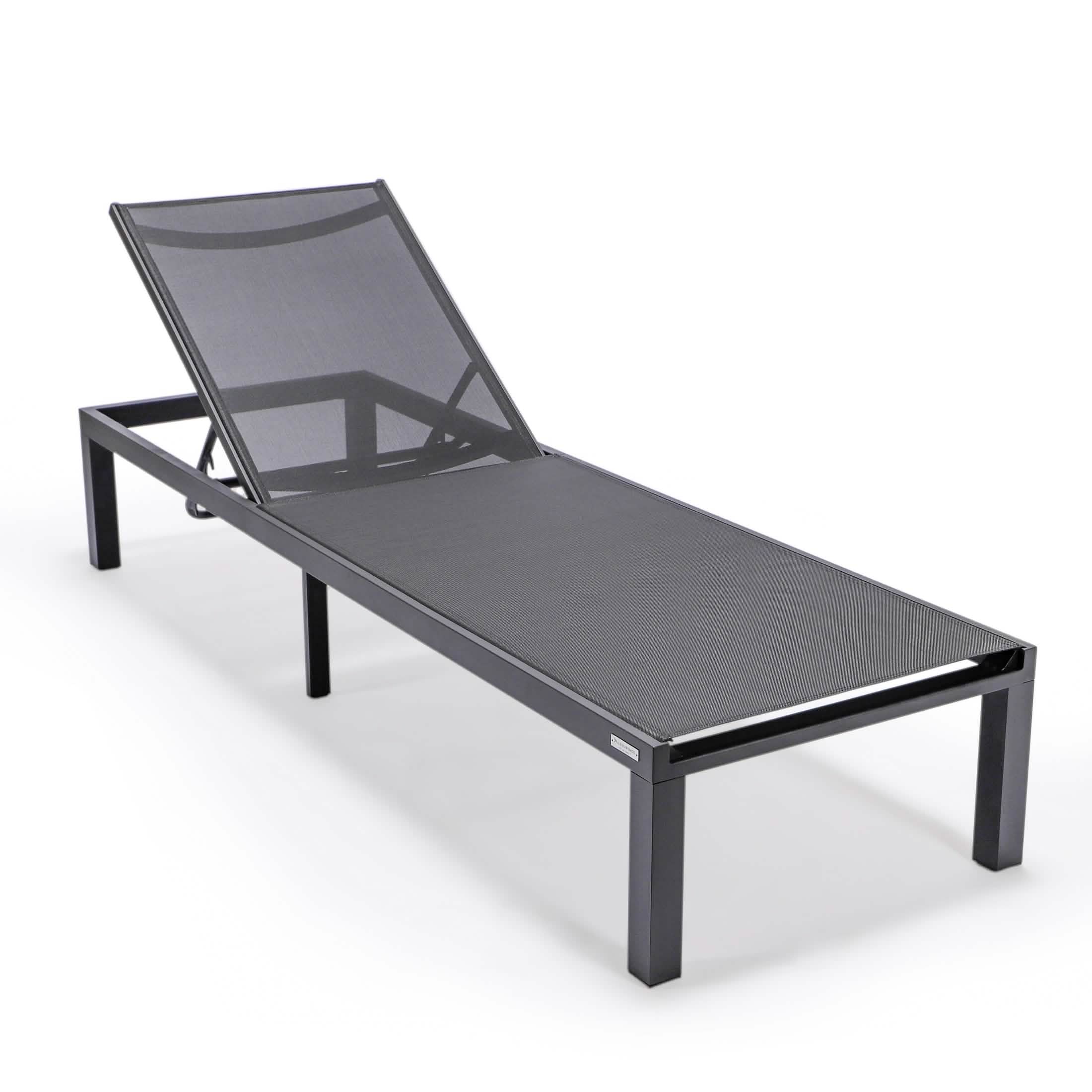 Marlin Aluminum Outdoor Chaise Lounge Chair with a Square Fire Pit Table