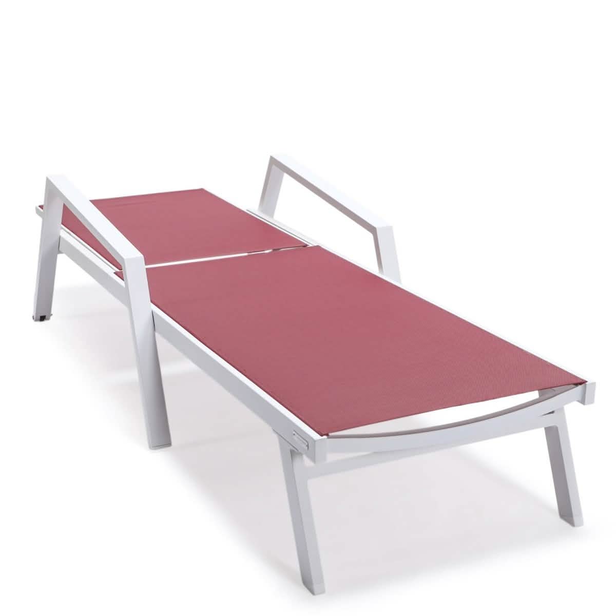 Marlin Aluminum Outdoor Chaise Lounge Chair with a Square Fire Pit Table