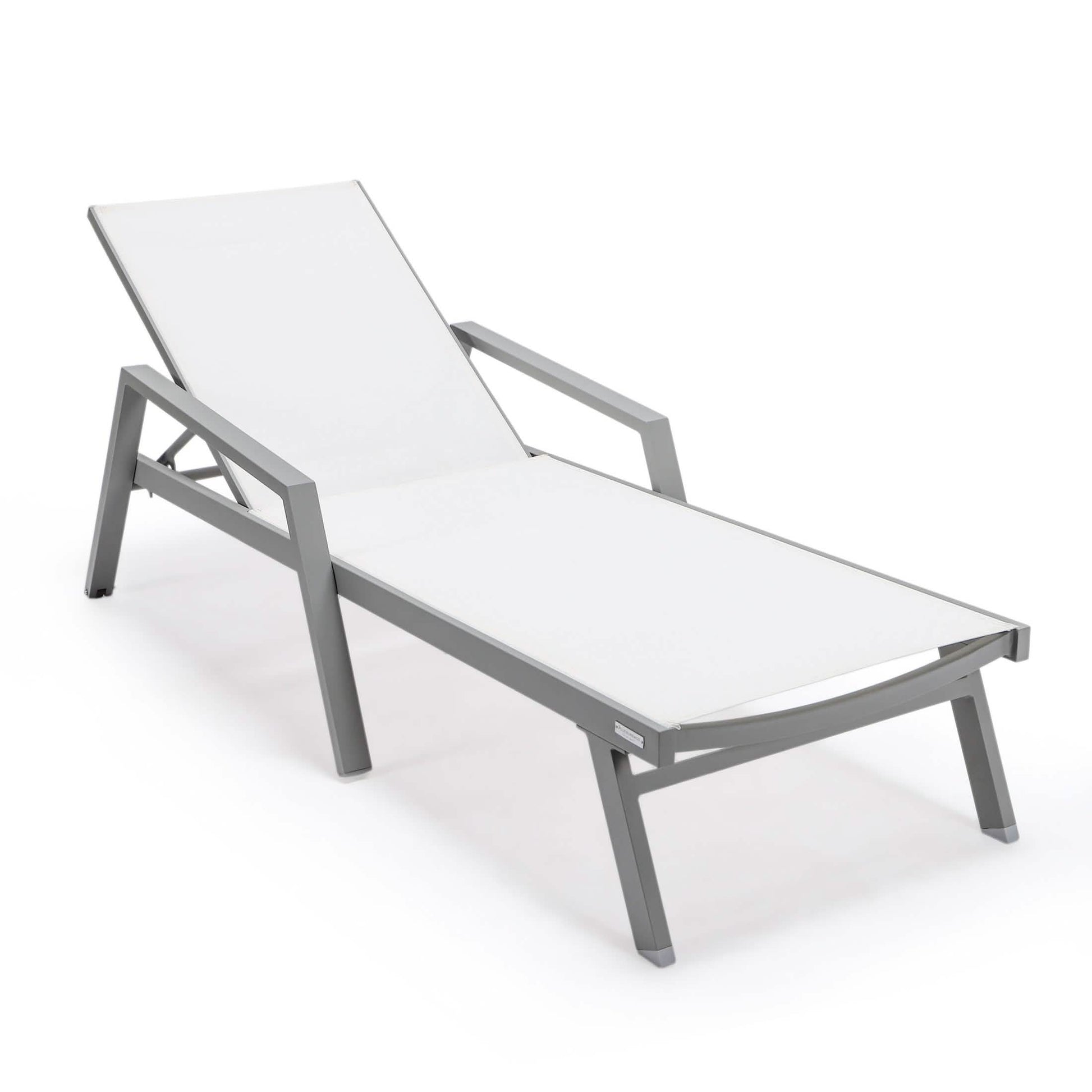 Marlin Aluminum Outdoor Chaise Lounge Chair with a Square Fire Pit Table