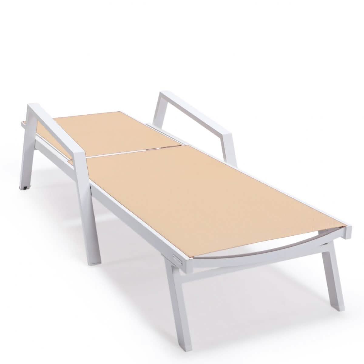 Marlin Aluminum Outdoor Chaise Lounge Chair with a Square Fire Pit Table