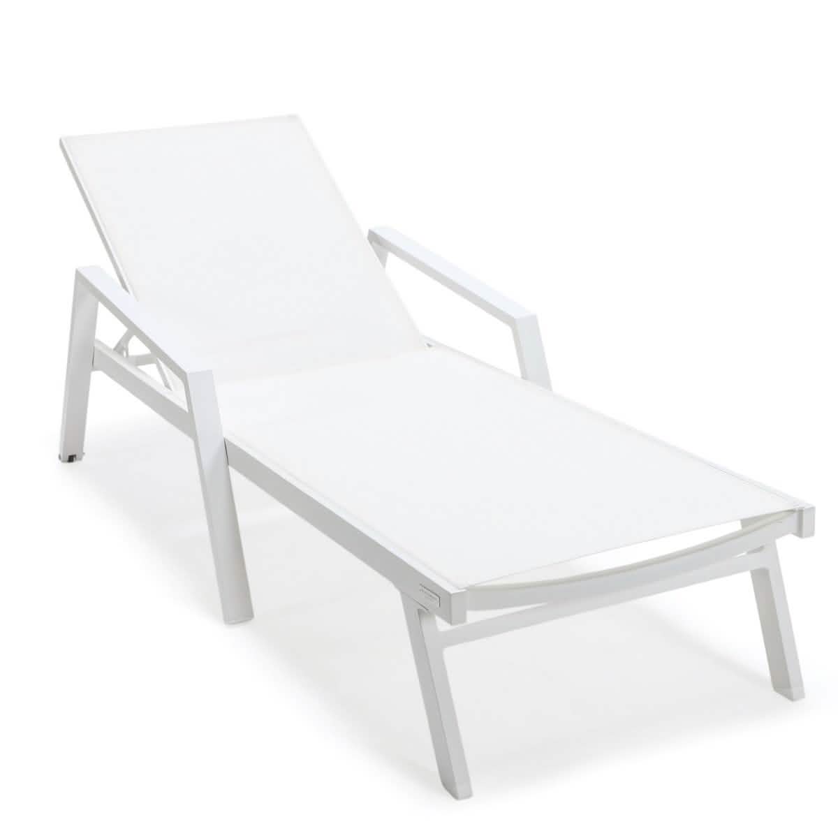 Marlin Aluminum Outdoor Chaise Lounge Chair with a Square Fire Pit Table